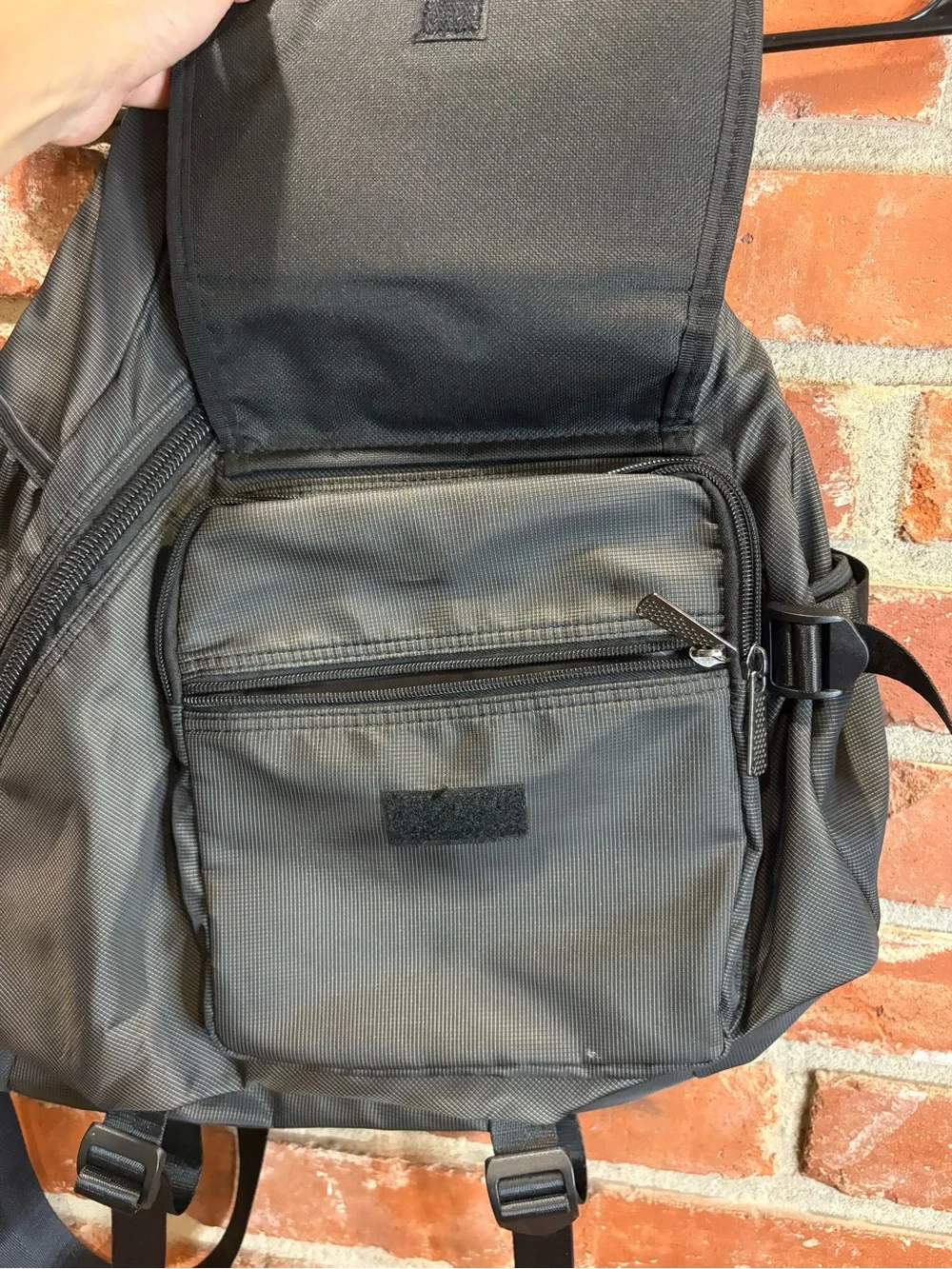 Vanlison Charcoal Grey Crossbody Sling Bag Backpack Multi Pocket Travel Daypack